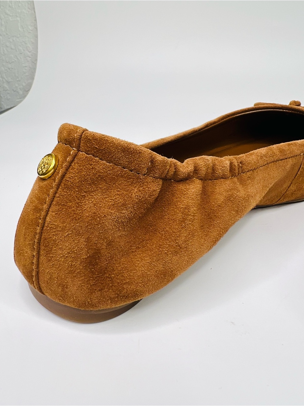 Vince Camuto Burnt Sugar Suede Square Toe Bow Detail Ballet Flats Size 9 - Picture 6 of 13